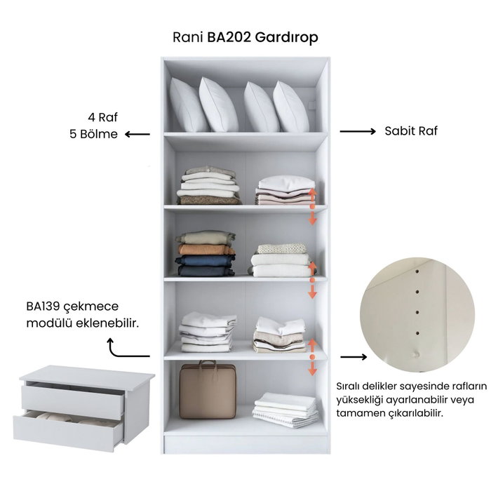 Hanah Home Armario BA202 - 4593 Blanco